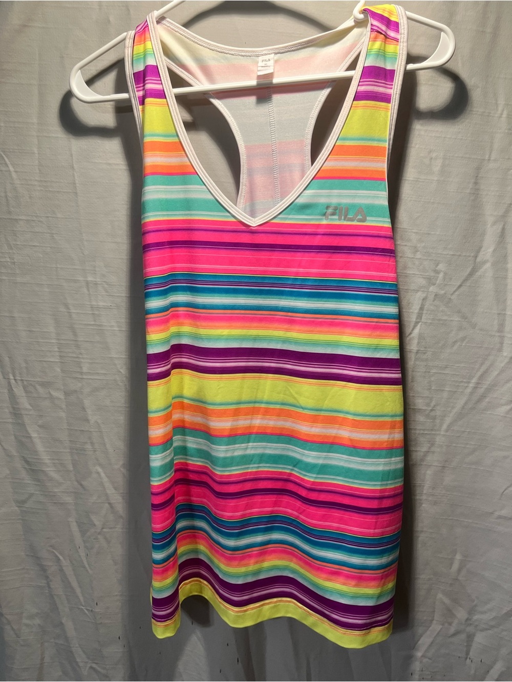 Fila xl Multicolor Striped Racerback Tank - Pink, Teal, Yellow, Purple